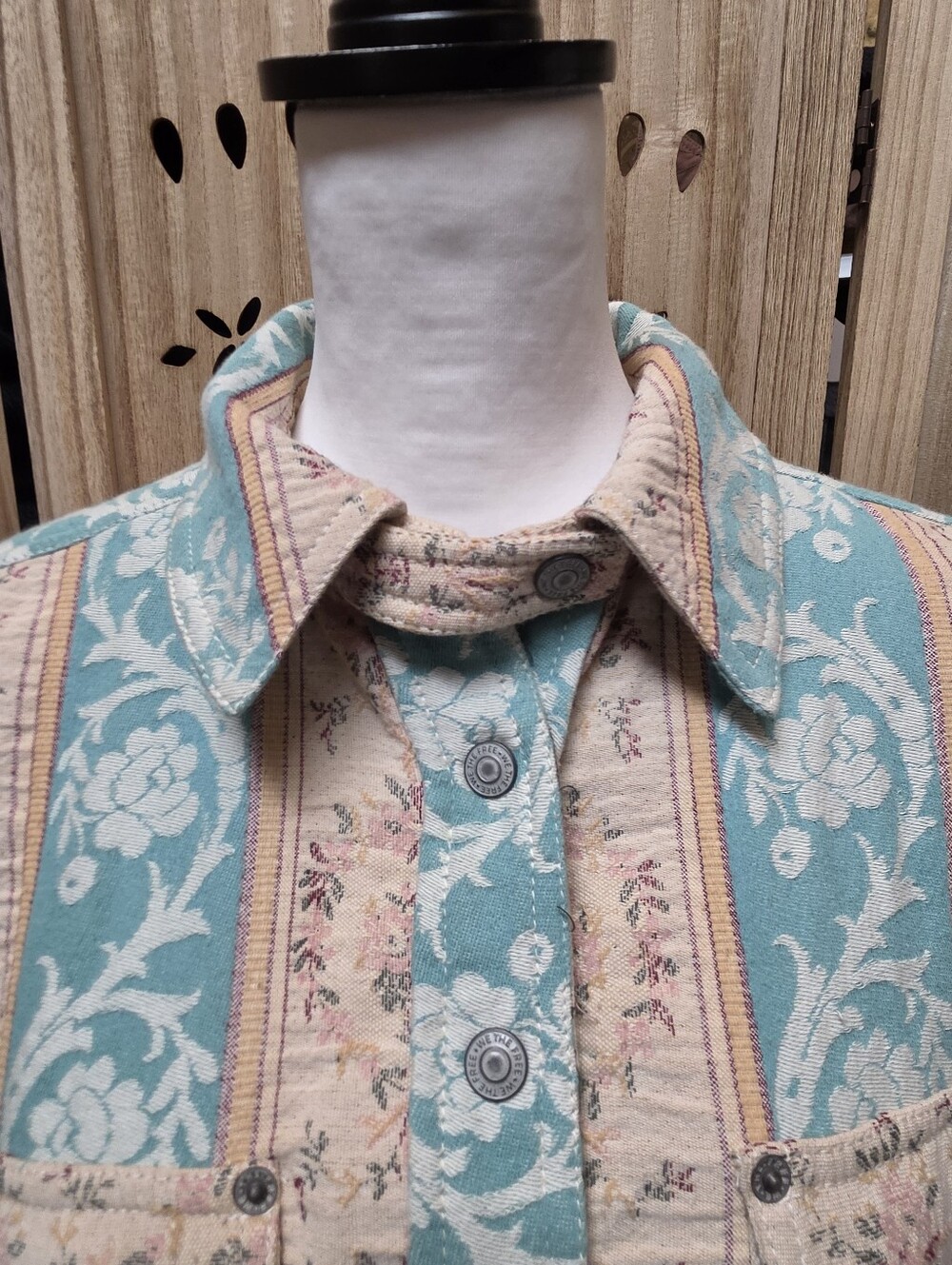 NWOT We The Free Wonderland Fog Jacquard Shirt Blue Combo - Picture 6 of 16